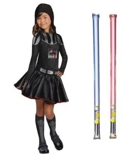 Star Wars Costume Child Darth Vader Dress - WITH X2 FREE LIGHTSABERS
