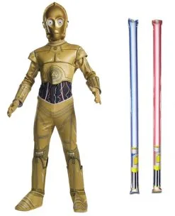 Star Wars Costume Deluxe Child - C-3PO - WITH X2 FREE LIGHTSABERS