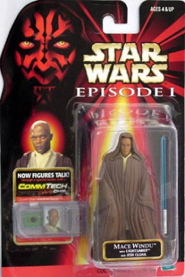 Star Wars Action Figure - Mace Windu With Lightsaber And Jedi Cloak - Episode 1 - With CommTech Chip 3 Star Wars Action Figure - Mace Windu With Lightsaber And Jedi Cloak - Episode 1 - With CommTech Chip