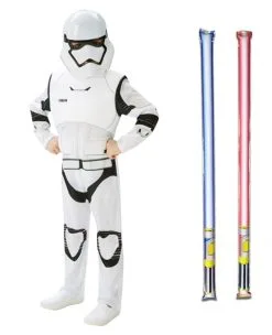 Star Wars Costume Deluxe Child - First Order Stormtrooper The Force Awakens - WITH X2 FREE LIGHTSABERS