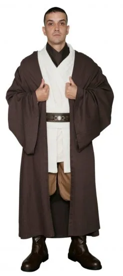 * Star Wars Obi Wan Kenobi Costume - Body Tunic With Replica DARK BROWN Jedi Robe