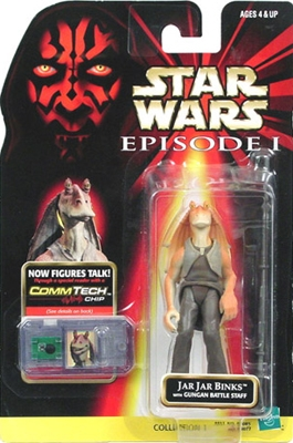 Star Wars Action Figure - Jar Jar Binks With Gungan Battle Staff - Episode 1 - With CommTech Chip 3 Star Wars Action Figure - Jar Jar Binks With Gungan Battle Staff - Episode 1 - With CommTech Chip