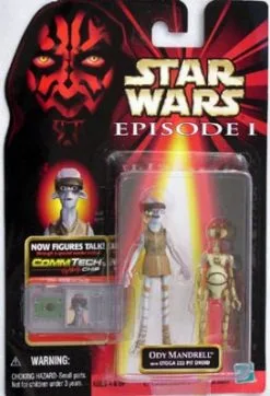 Star Wars Multi Action Figures - Ody Mandrell With Otoga 222 Pit Droid - CommTech Chip