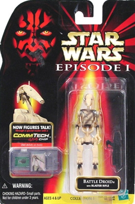 Star Wars Action Figure - Battle Droid With Blaster Rifle - Line / Stripe - Episode 1 - With CommTech Chip 3 Star Wars Action Figure - Battle Droid With Blaster Rifle - Line / Stripe - Episode 1 - With CommTech Chip