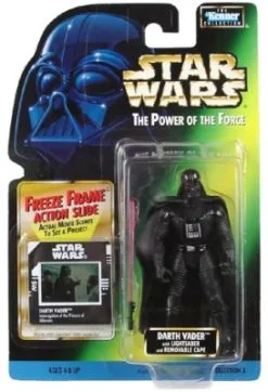 Star Wars Action Figure - Darth Vader With Lightsaber And Removable Cape - Freeze Frame Action Slide